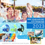 2 Pairs Ear Plugs For Swimming Adults, Hearprotek Reusable Custom-Fit Swim Water Ear Plugs Men Women For Swimmers Shower Pool Ba