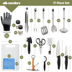 Camp Kitchen Cooking Utensil Set Travel Organizer Grill Accessories Portable Compact Gear For Backpacking Bbq Camping Hiking Tra