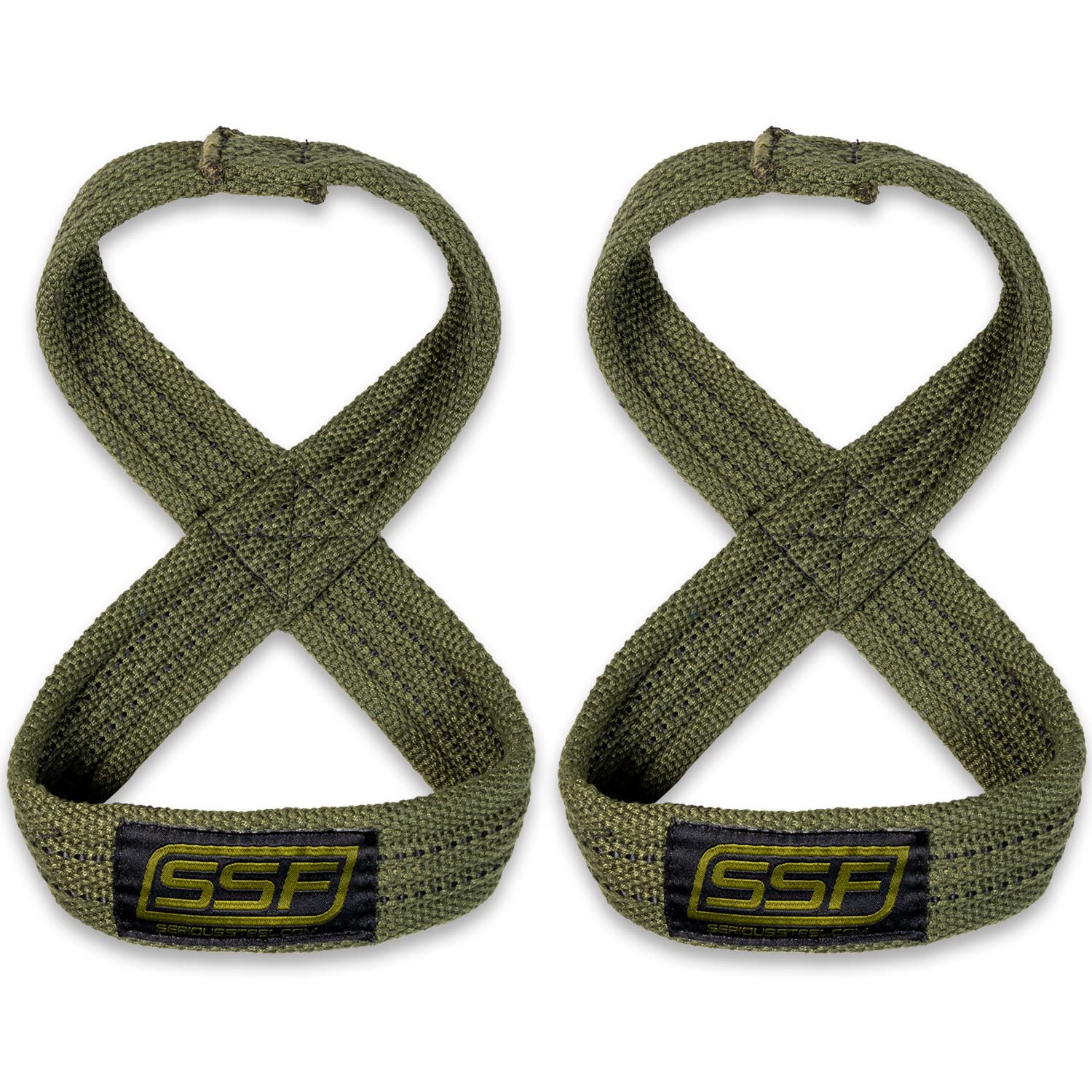 SERIOUS STEEL FITNESS Figure 8 Deadlift Straps (60 Centimeters - OD Green)