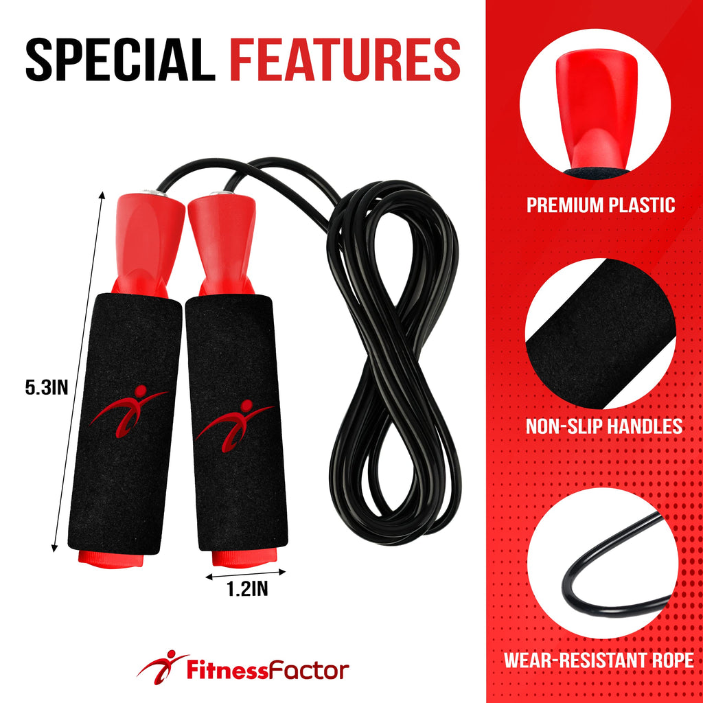 Fitness Factor Jump Rope With Adjustable Length, Tangle-Free Skipping Rope For Gym Workout,Crossfit, Fitness Exercise, Wod, Boxi