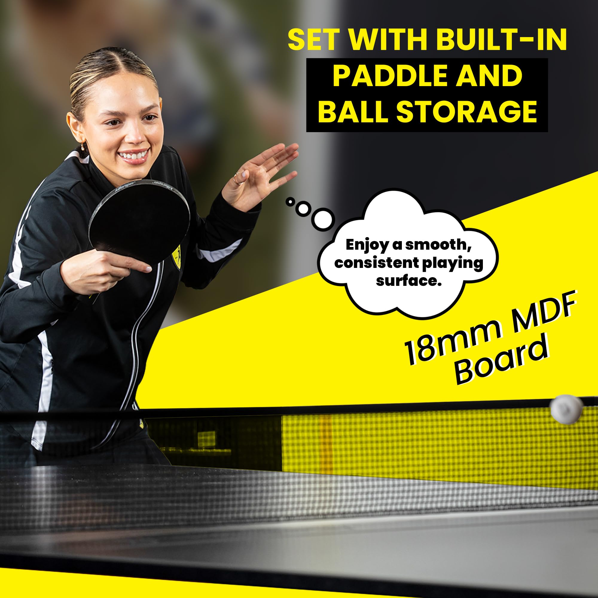 Killerspin Myt 415X Mega, Ping Pong Table, Foldable Table For Table Tennis, Portable Ping Pong Table Set With Built-In Paddle An