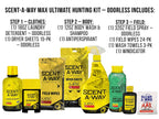 Hunters Specialties Saw Max Ultimate Odorless Hunting Kit - 18Oz Laundry Detergent, 15 Dryer Sheets, 12Oz Shampoo, Antipersperan