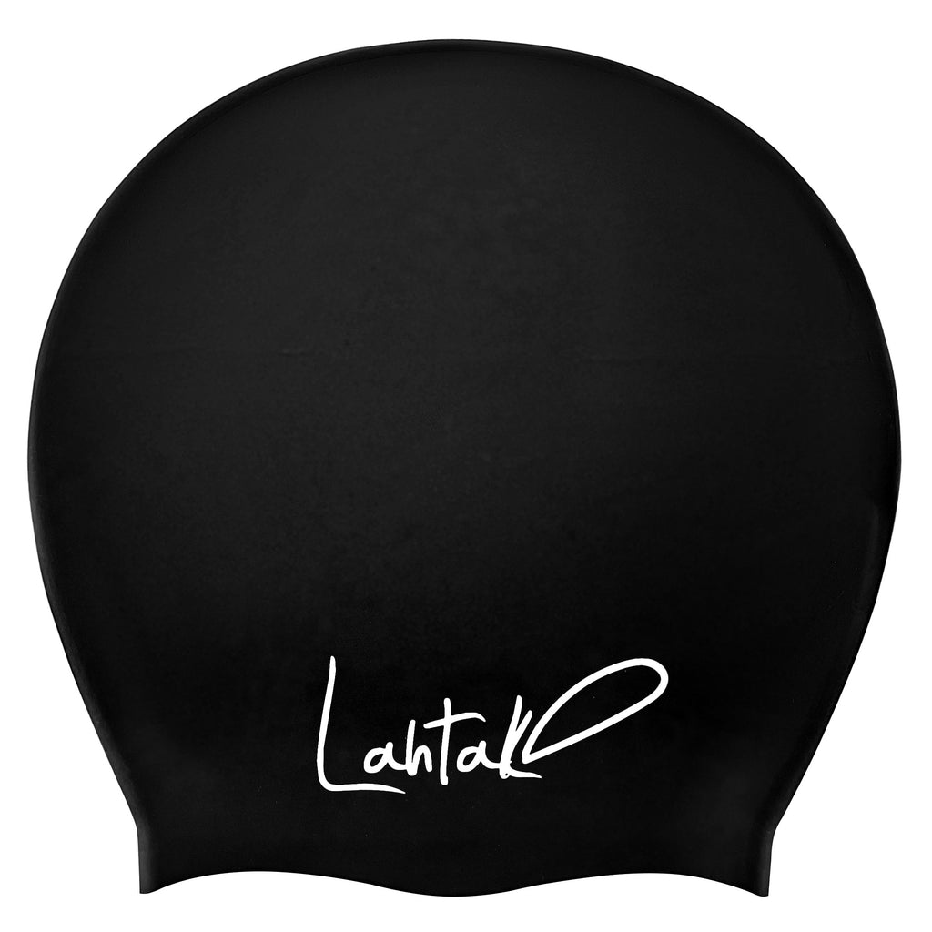 Long Hair Swim Cap - Swim Caps Cool - Stylish Swim Cap For Braids Weaves Dreadlocks - Bathing Cap - Silicone Shower Cap (Black L
