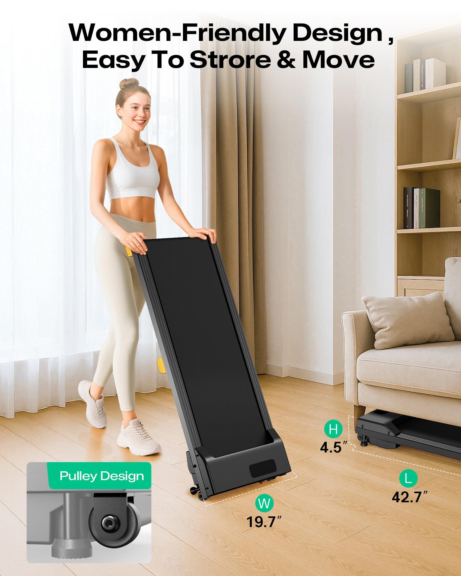 Urevo Walking Pad With Incline, 9% Incline Portable Under Desk Treadmill, 2.5 Hp Walking Treadmill Pad For Home And Office, Walk