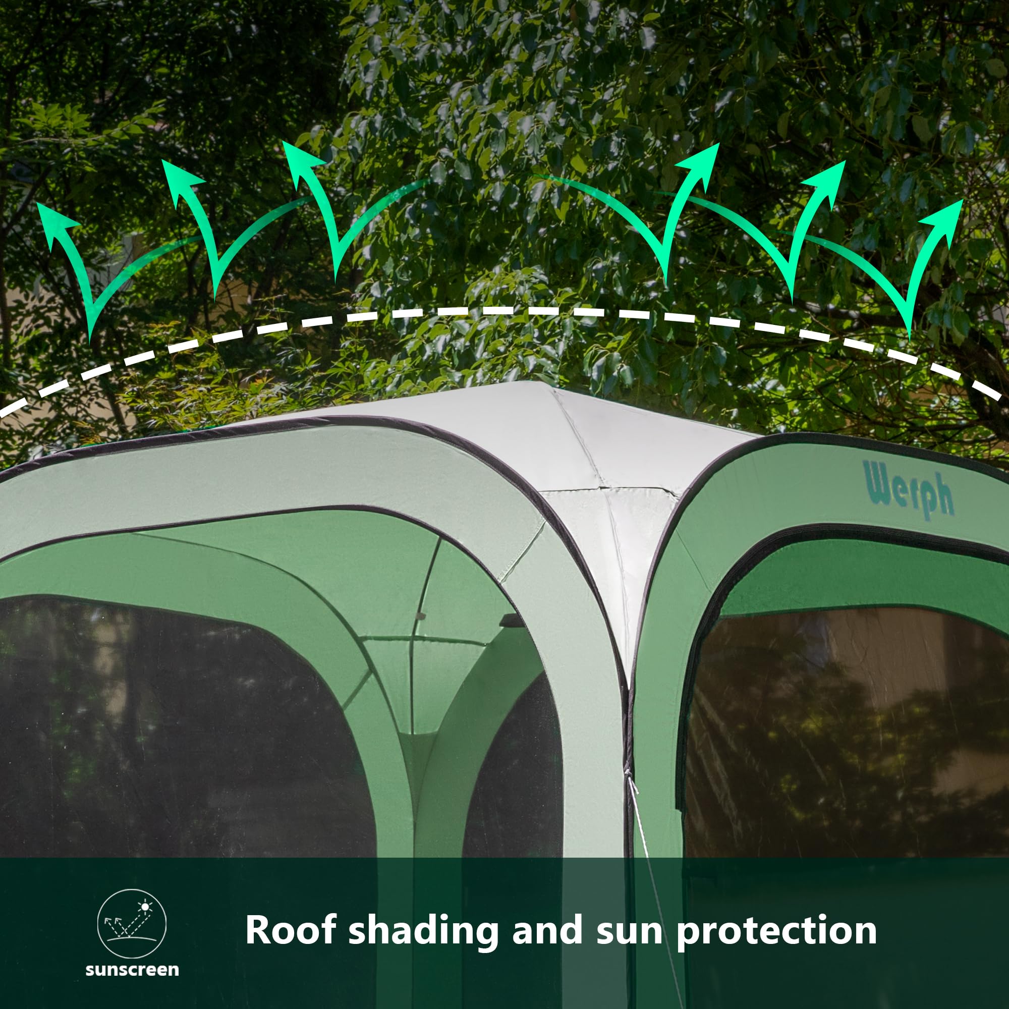 Werph Pop Up Tent,Portable Canopy Tent with Mesh Mosquito Net, Screen House Room Canopy Shade Screen 6 x 6 FT with Carry Bag for