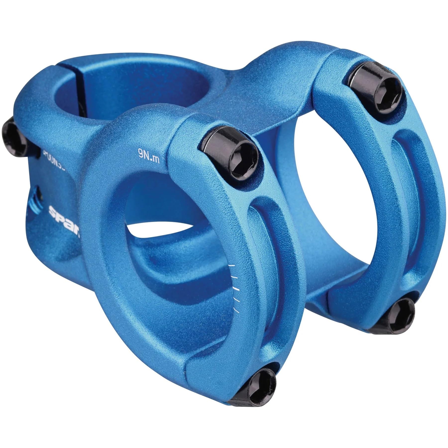 Spank Spoon 350 Stem, Blue (Diameter 35Mm, Length: 35/43Mm, Rise: 0), Chamfered Bar Clamp, Ultra-Short Stack Height, Bicycle Ste