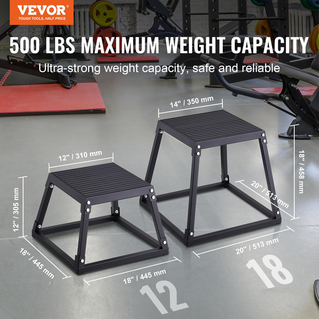 Vevor Plyometric Jump Box, 12 Inch Plyo Box, Steel Plyometric Platform And Jumping Agility Box, Anti-Slip Fitness Exercise Step