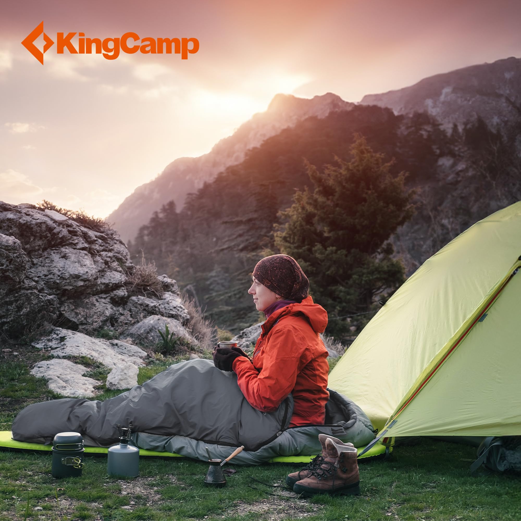 Kingcamp 87 X 59 Inch 2 Person Waterproof Cold Weather Family Warm Sleeping Bag For Adults With 2 Pillows For Winter Camping And