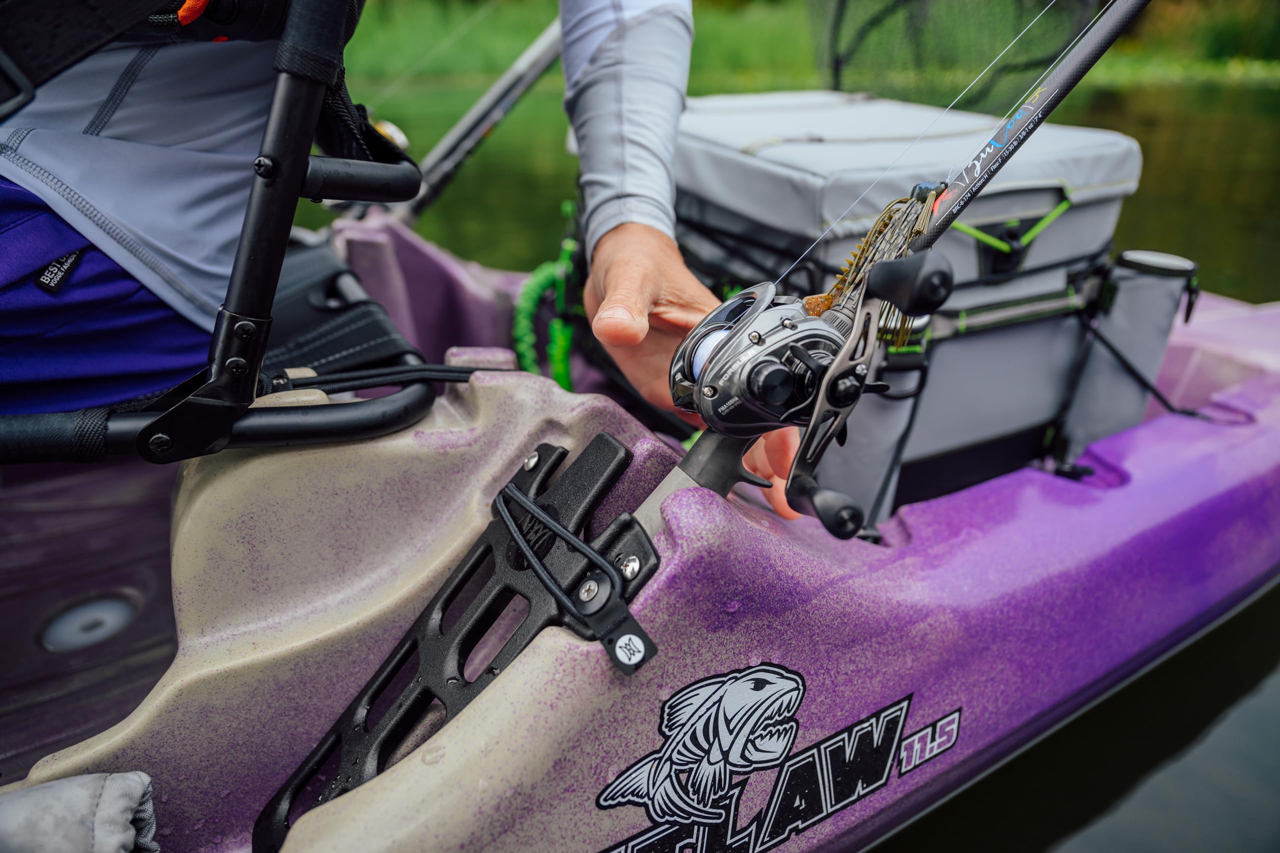 Perception - Outlaw 11.5 Kayak - Sit on Top Fishing Kayak - Fold Away Lawn Chair Seat - 4 Rod Holders - Integrated Tackle Trays