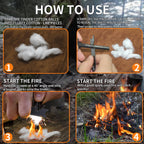 Hopkase 2Pcs Magnesium Fire Starter With Striker, High Temp Magnesium Rod, Ferro Rod Fire Starter Survival Tool With 20Pack Wate