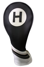 Majek Golf Headcover Black And White Leather Style #3 Hybrid Head Cover Fits Most Hybrid Clubs