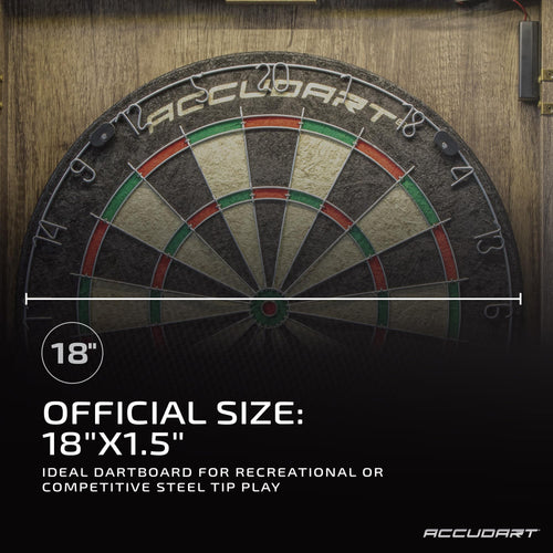 Accudart Match Pro Dartboard Cabinet Set - Official Size - Self Healing Sisal - Modern Style Woodgrain - Two Built-In Dartholder