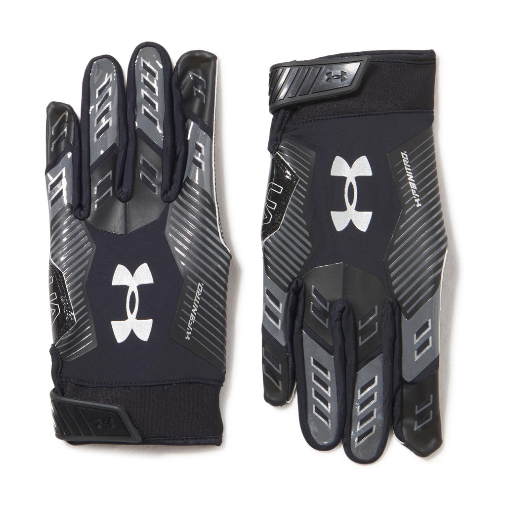 Under Armour Men'S F9 Nitro Football Gloves, (001) Black/Castlerock/Metallic Silver, Small