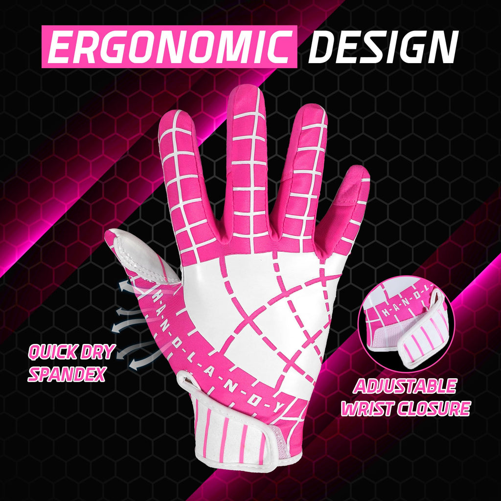 AIGEVTURE Youth Football Gloves Kid Receiver Gloves Boys Girls Unmatched Grip Great Gift (Hot Pink, Youth S)