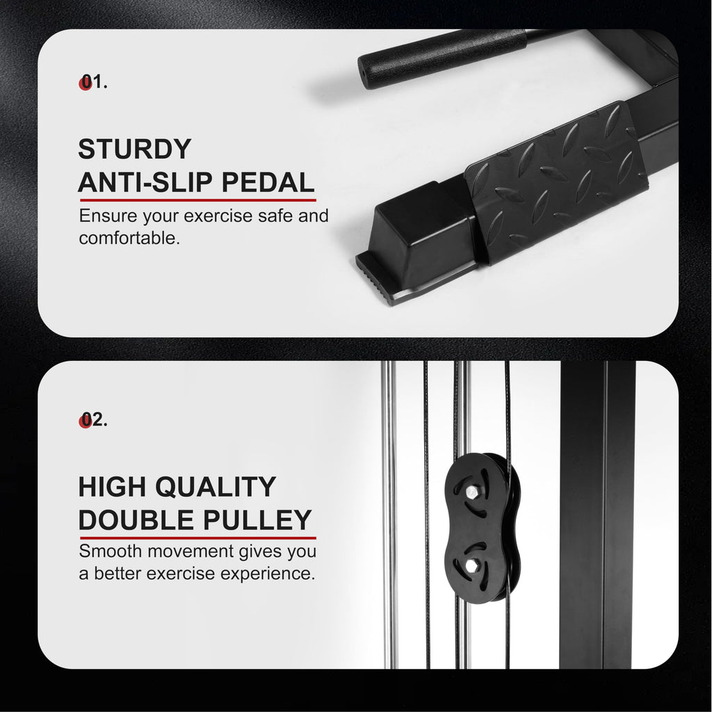 Fitvids Lat All-In-One Machine With High And Low Pulley Station, Lat Pull Down And Lat Row Cable Machine, Lat Tower With Adjusta