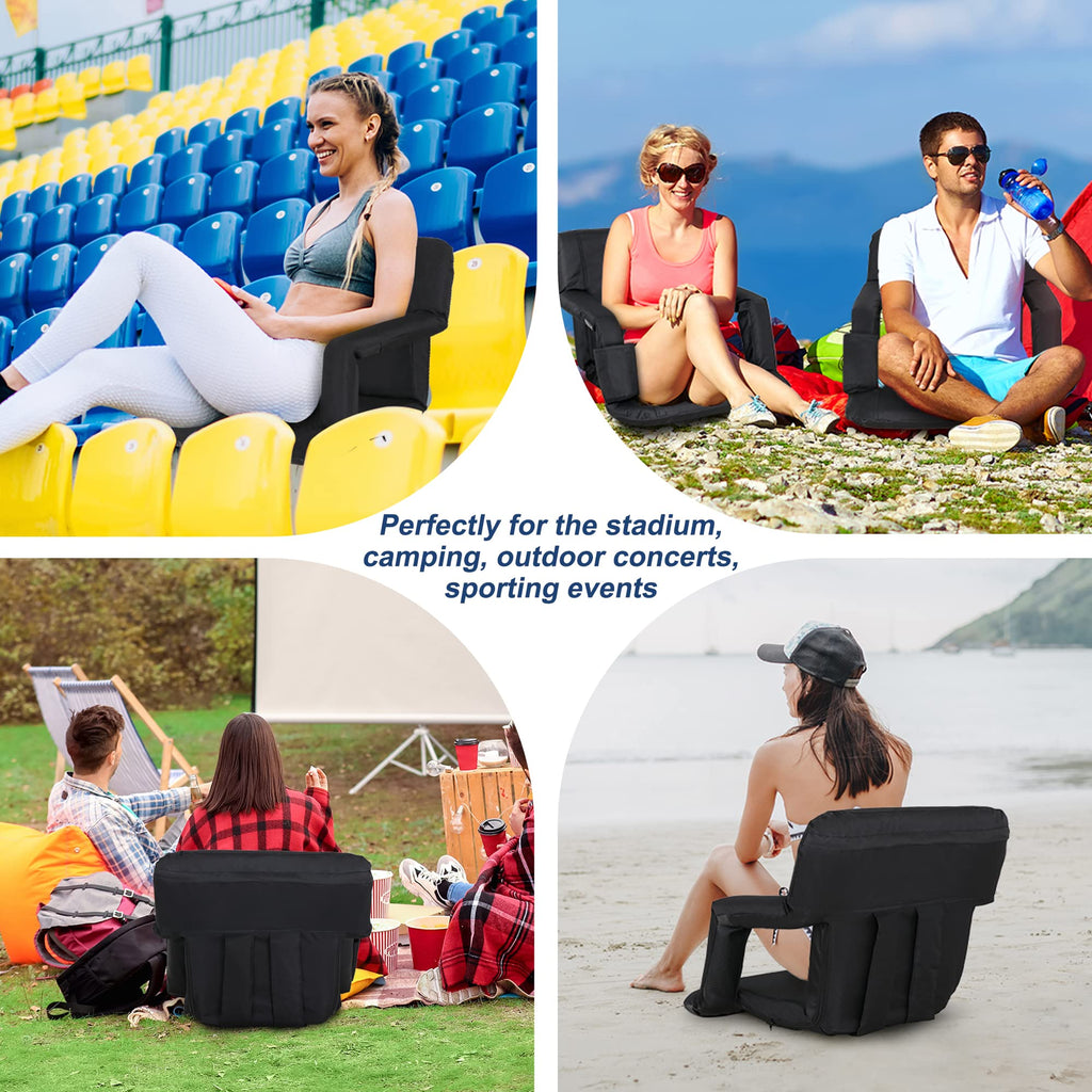 Stadium Seat For Bleachers With Back Support Reclining Adults Camping Stadium Chair Extra Thick Cushion Bleacher Seats Waterproo