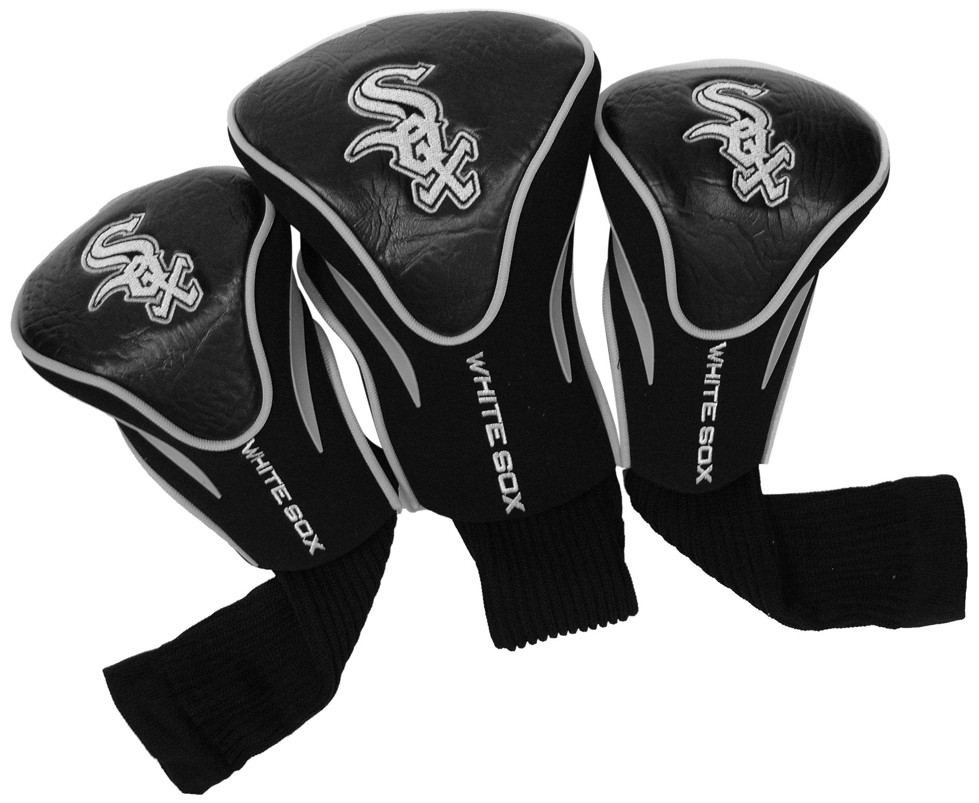 Team Golf Mlb Chicago White Sox Contour Golf Club Headcovers (3 Count) Numbered 1, 3, & X, Fits Oversized Drivers, Utility, Resc