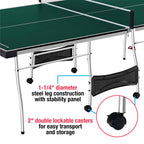 MD Sports Table Tennis Set, Regulation Ping Pong Table with Net, Paddles and Balls (8 Pieces) - Green and White