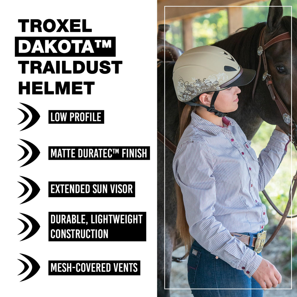 Troxel Dakota Trail Horse Riding Helmet, Low-Profile Light Adjustable Design, Safety Horseback Riding Gear, Medium (7 - 7-1/4),