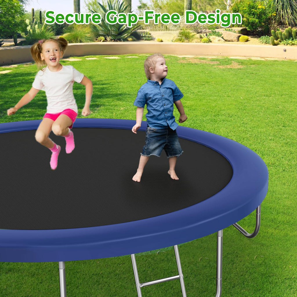Lyromix 14FT Trampoline with Slide and Swings, Large Outdoor Trampoline with Basketball Hoop, Ladder, Light and Net, Capacity fo