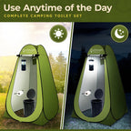 Outsmart Gadgets Portable Toilet Kit For Adults With Camping Night Lantern, Folding Xl Toilet Seat, Pop Up Privacy Tent And Carr