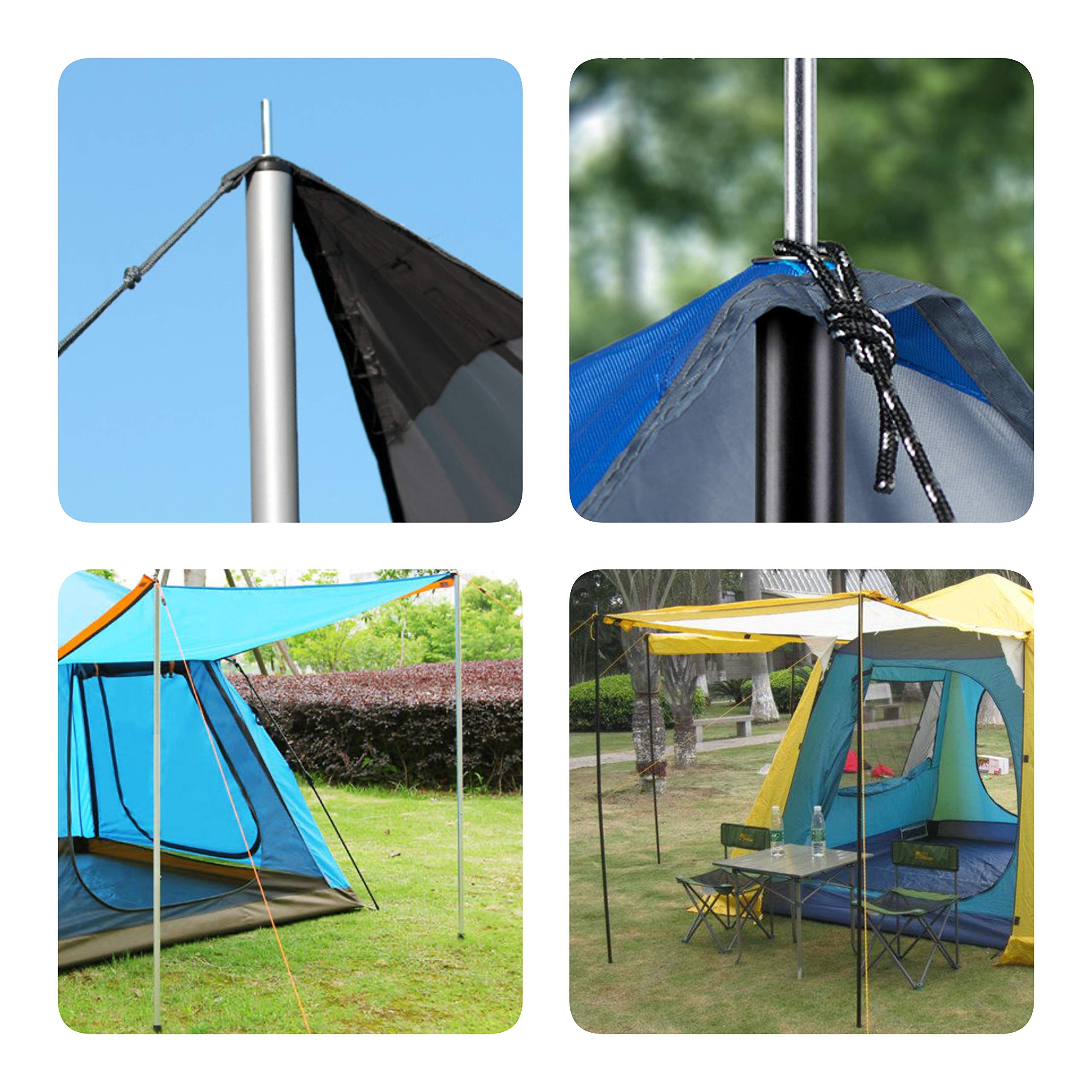 Batdiyow Adjustable Tent Poles Steel Rods For Tarp Canopy Camping Replacement Set Of 2 (Black)