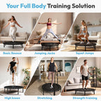 Jumpzylla Fitness Trampoline 40| Foldable Mini Rebounder Trampoline For Adults With Bar | Durable, Quiet, Low-Impact Exercise Eq