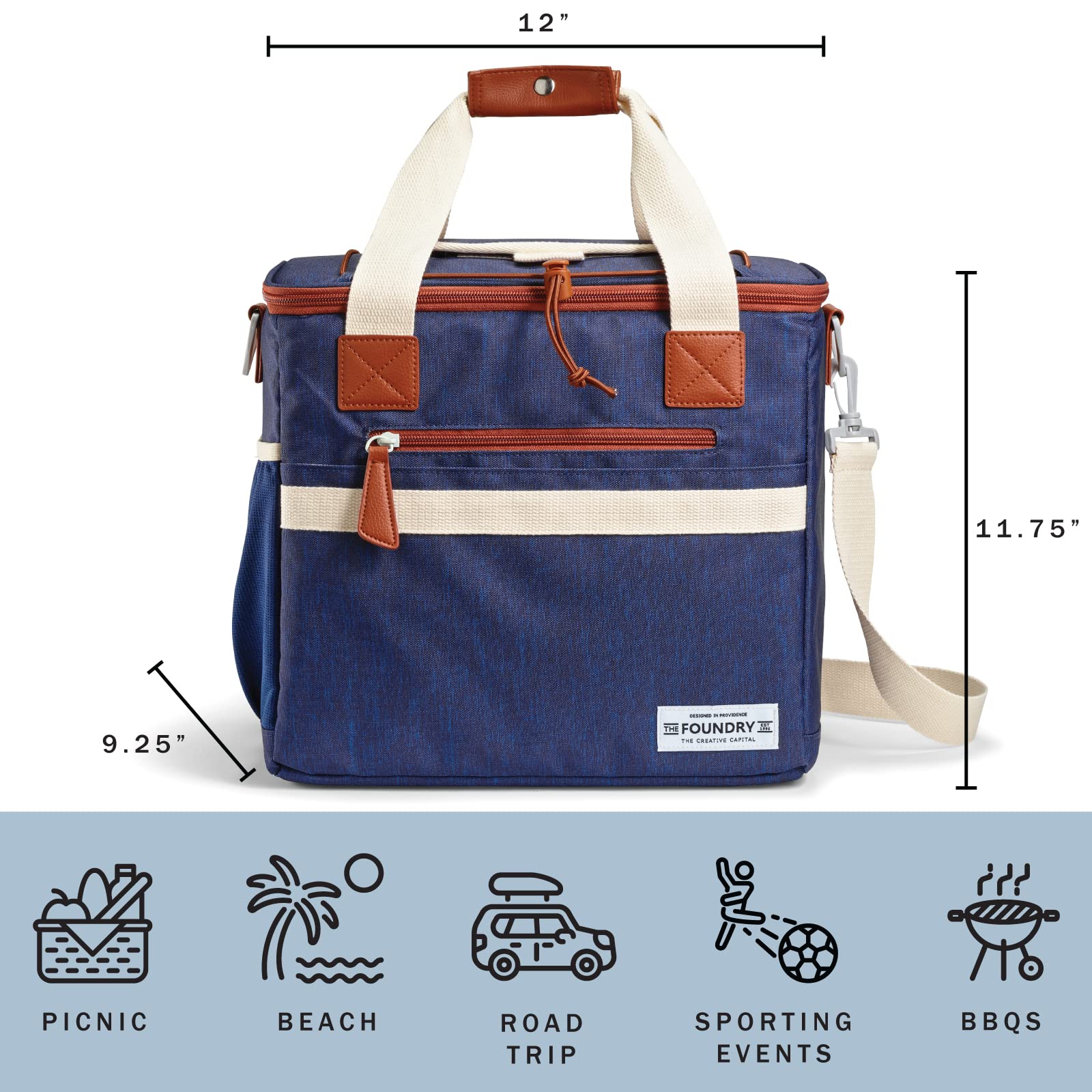 Foundry By Fit+Fresh, 24-Can Soft Cooler Bag Insulated Leak Proof, Insulated Soft Cooler Bag, Portable Soft Cooler, Soft Cooler