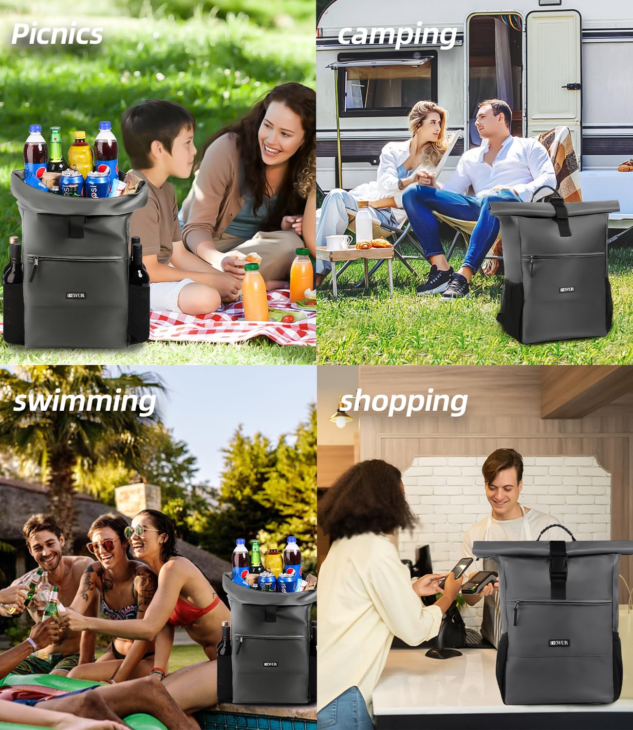Dewur Cooler Backpack 45Cans Large Capacity Insulated Light Cooler Backpack,Waterproof And Leak-Proof,Portable With Bottle Opene