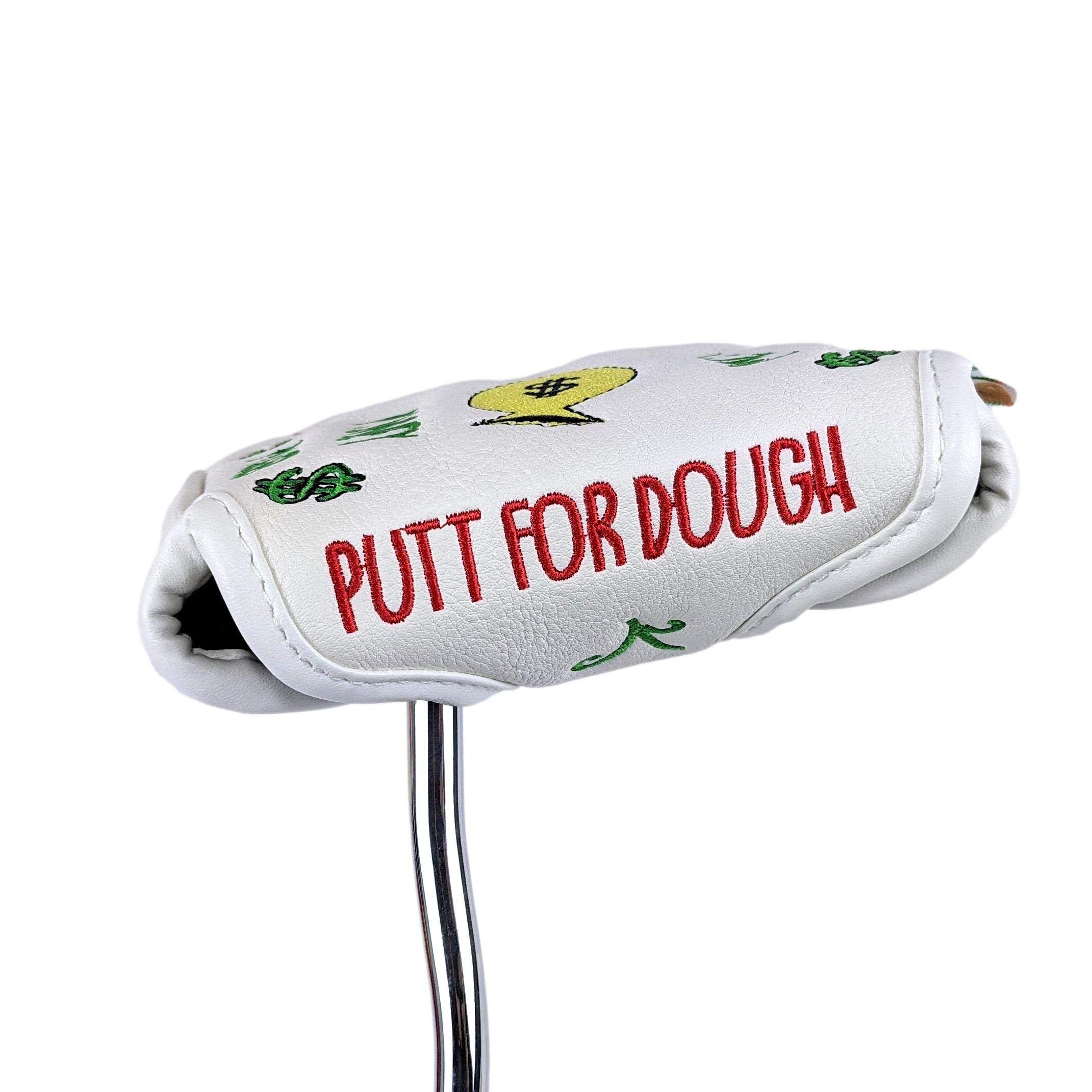 Foretra - Putt For Dough - Money Maker White Golf Putter Headcover Quality Pu Leather Magnetic Closure For Square Mallet Style P