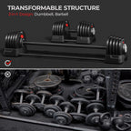Yaheetech Adjustable Dumbbell Set 90lbs Fast Adjust Dumbbells 2 in 1 Dumbbell Weight Set Free Weight Set Used as Barbell, with T
