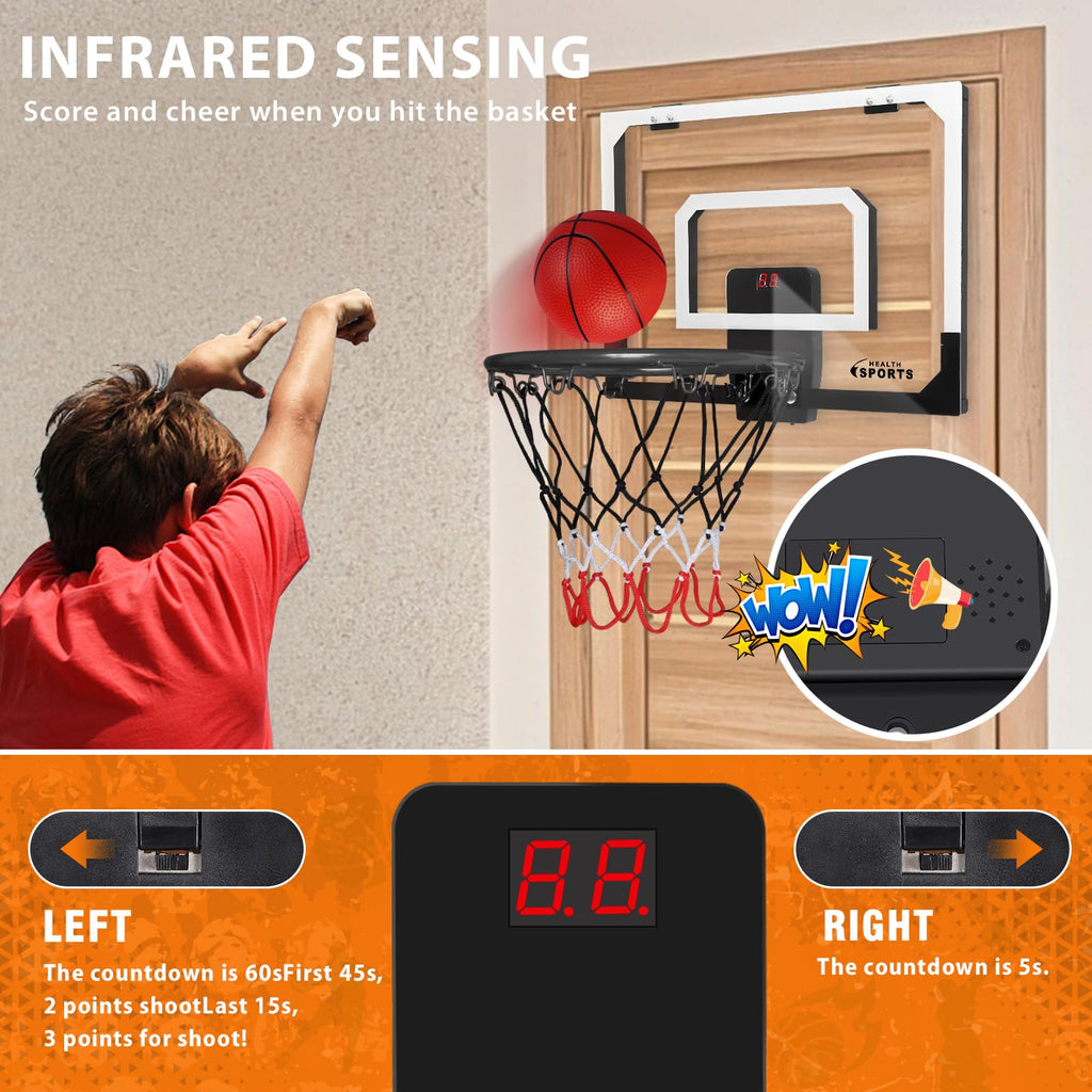 Over The Door Basketball Hoop With Electronic Scoreboard Indoor Basketball Hoop For Kids And Adults Bedroom Basketball Hoop Offi