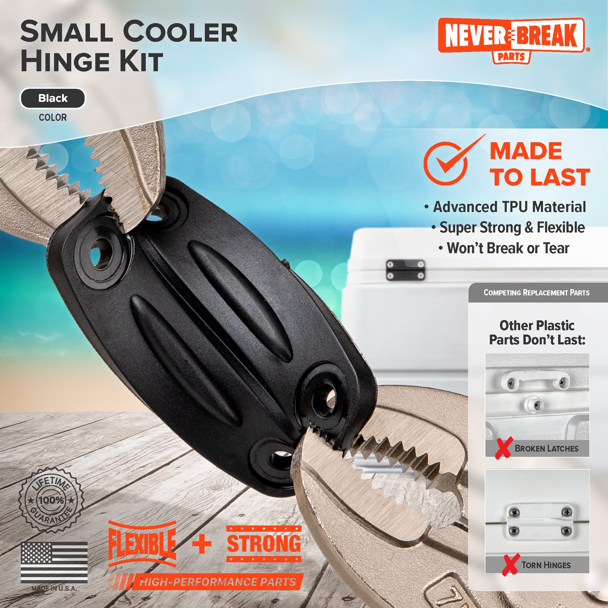 Neverbreak Parts - 2 Pack Black Igloo Cooler Hinges Replacement With Screws  High Strength Igloo Cooler Replacement Parts  Igloo
