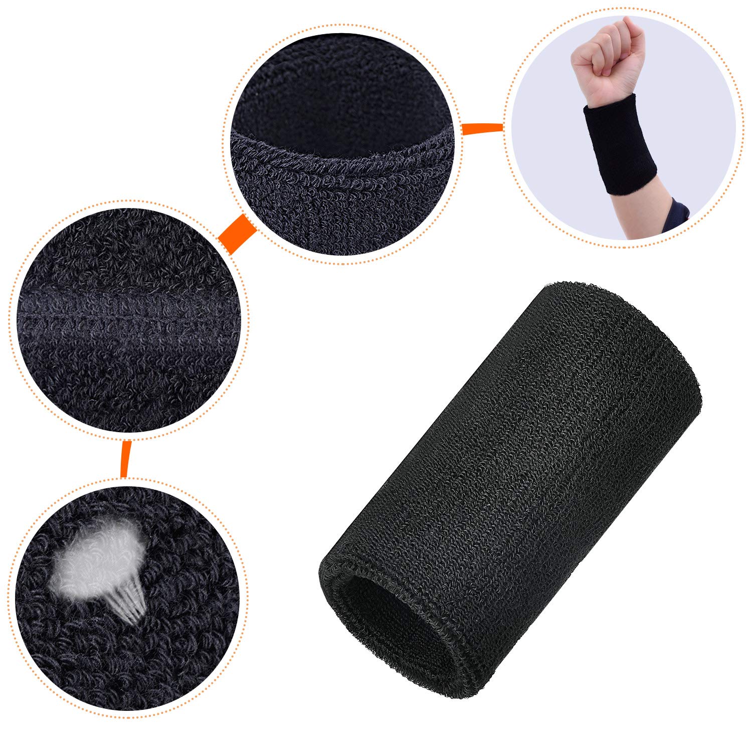 6 Inch Wristbands Sport Long Wrist Bands Sweatband Elastic Athletic Wrist Bands Armbands For Gymnastics Tennis Outdoor Activity