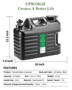 5 Gallon Water Jug(16X13.2X7In)And 2.6Gal Collapsible Water Bag Set Of 2,Bpa Free Water Tank Overlanding Gear Containers, Campin
