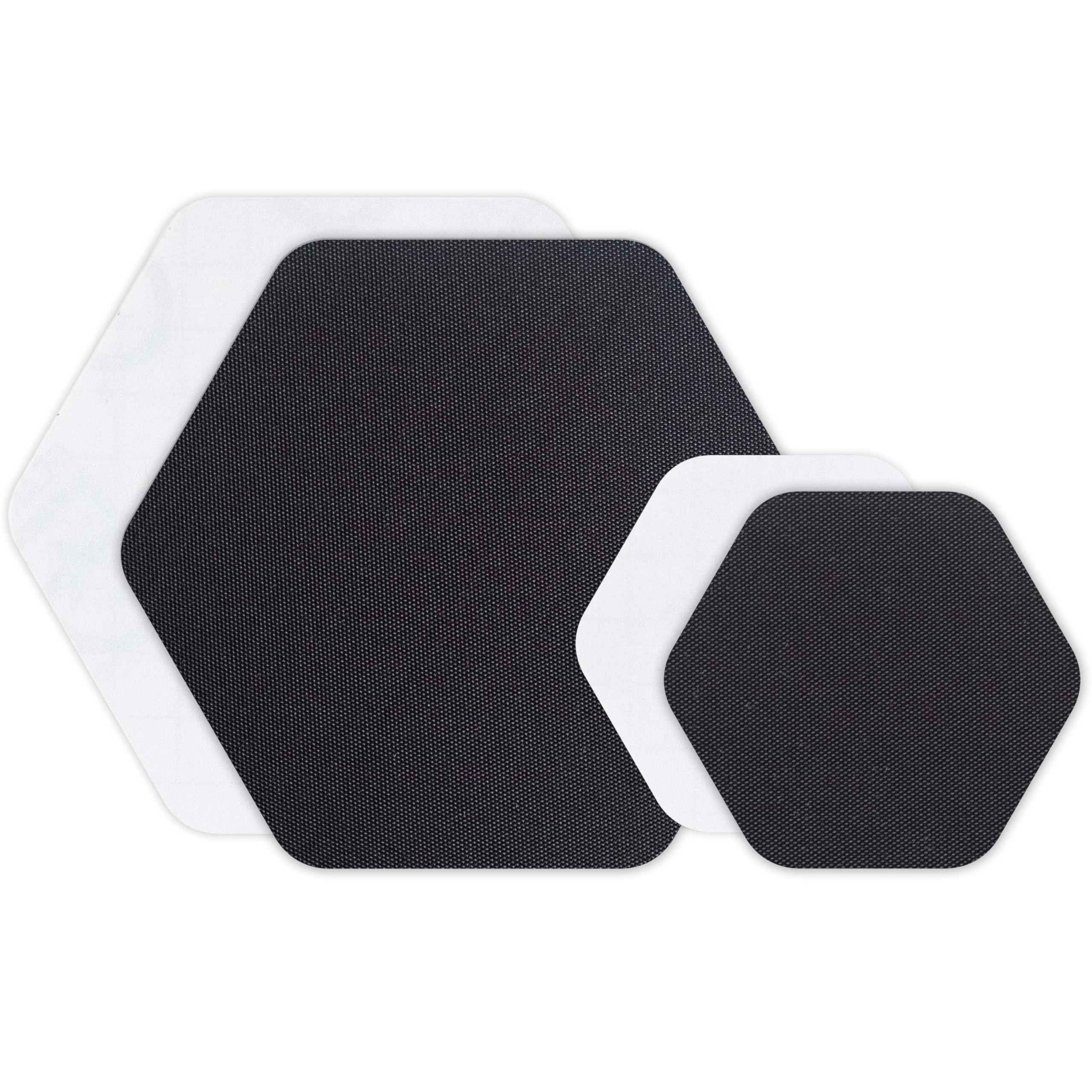 GEAR AID Tenacious Tape Hex - 2.5    & 1.5    Repair Patches (4 Patches: Two 2.5    & Two 1.5   , Clear/Black) - Peel-and-Stick 