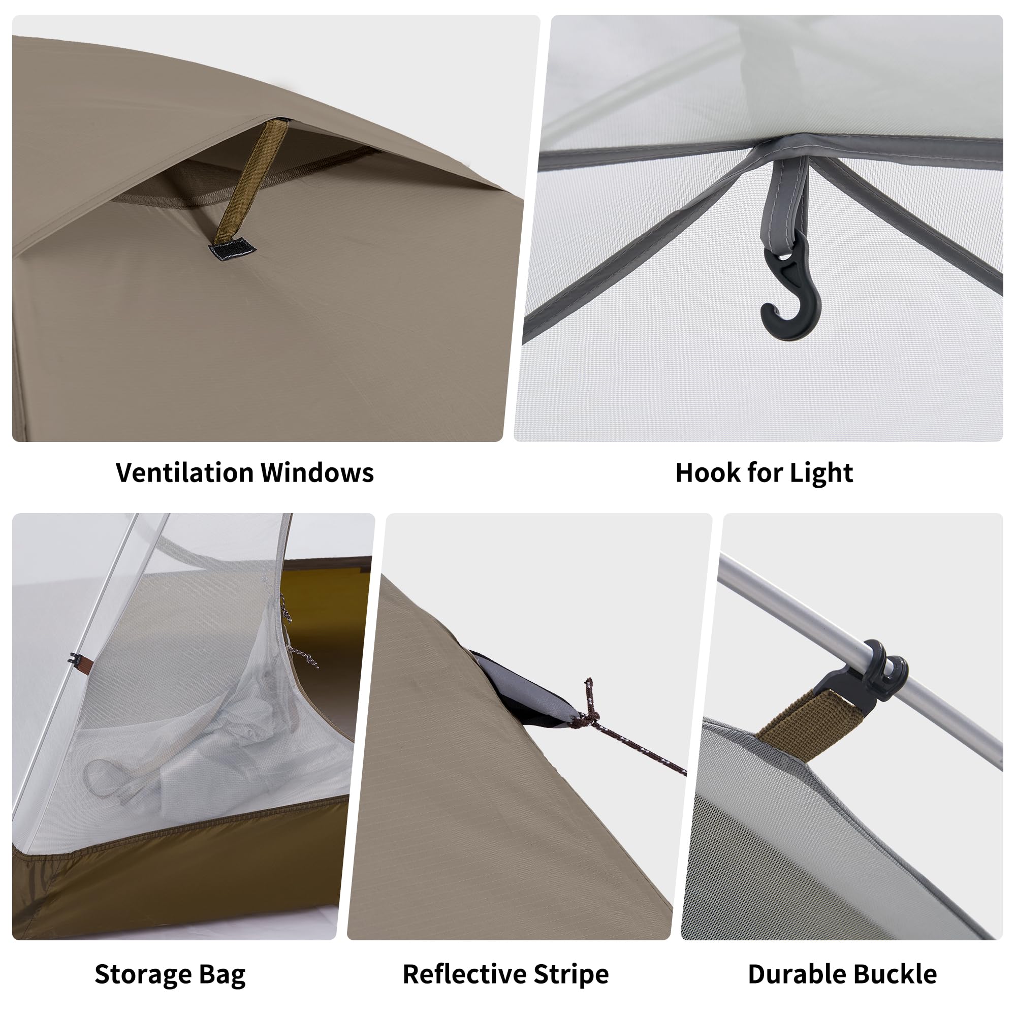 Naturehike P Series 2 Person Tent For Camping, 3 Season Lightweight Backpacking Tent, Double Layer Easy Set Up Ultralight Two Pe