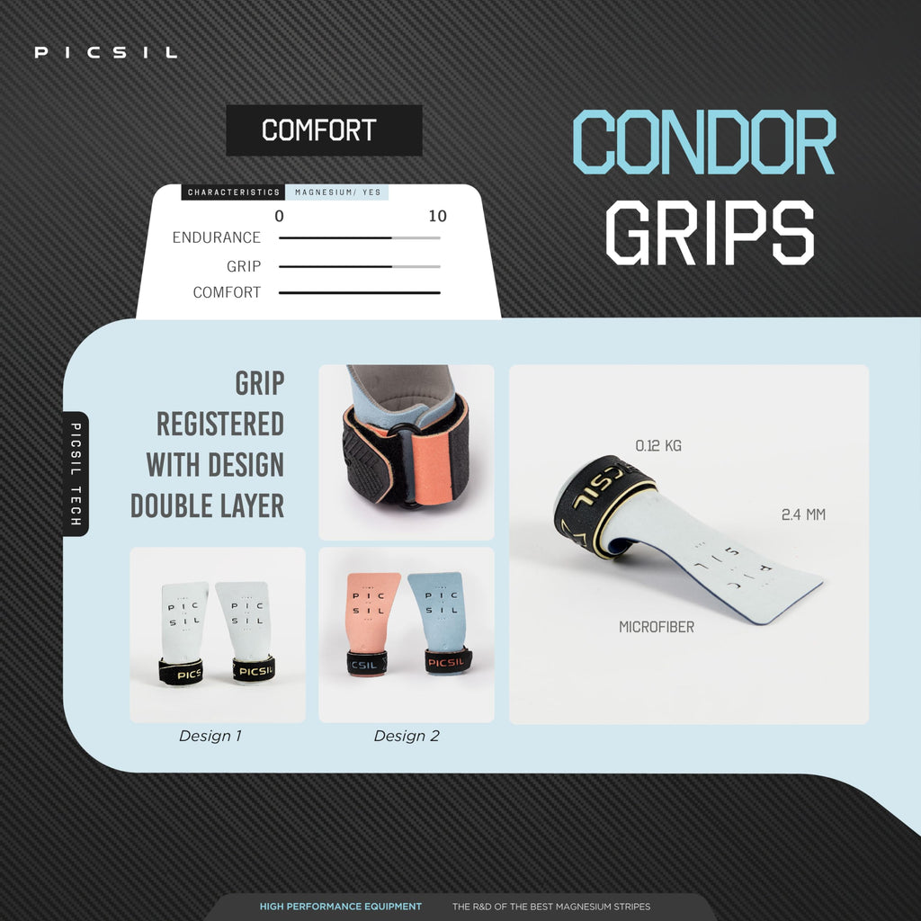 Picsil Condor Grips, No Hole Leather Hand Grips, Increased Protection And Comfort, Hand Grips For Gymnastic, Cross Training, Pul