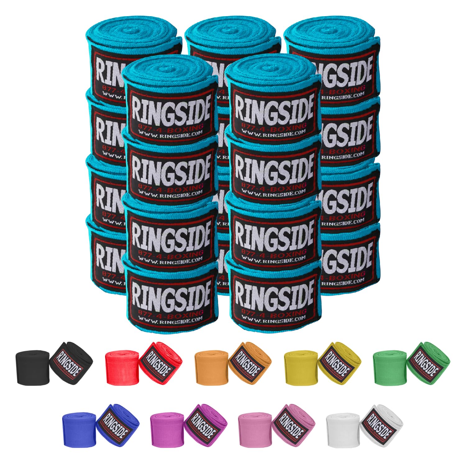 Ringside Mexican Style Boxing Hand Wraps (10 Pairs Pack), Electric Blue , 180''