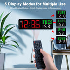 Lucorb Gym Clock Timer, Workout Clock With Seconds | 5 Display Modes, 4 Alarms | Remote Control Countdown Timer Wall For Home Gy