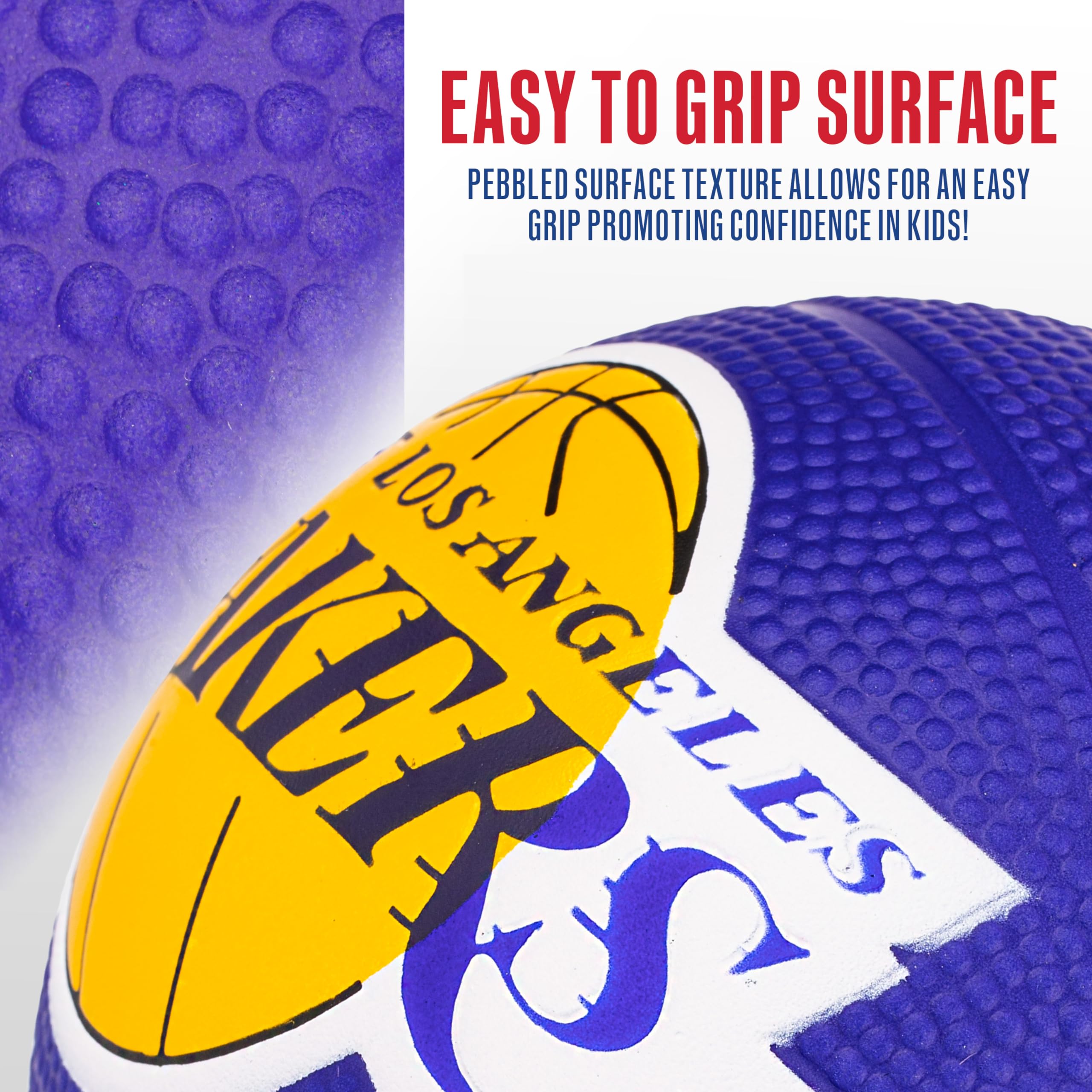 Franklin Sports Nba Los Angeles Lakers Mini Foam Basketball - Kids 5.5'' Inch Toy Basketball For Over The Door + Mini Indoor Hoo