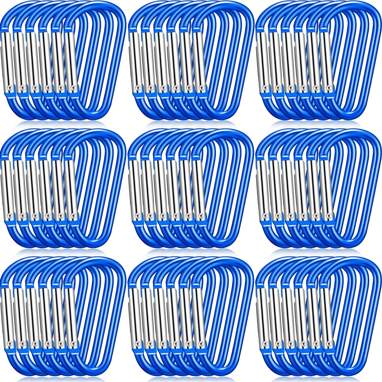 Shimeyao 180 Pcs 1.8 Small Aluminum Clip Keychain Buckle Clip Bulk Mini Aluminum D Ring Shape Small Lock Spring Snap Hook(Blue)