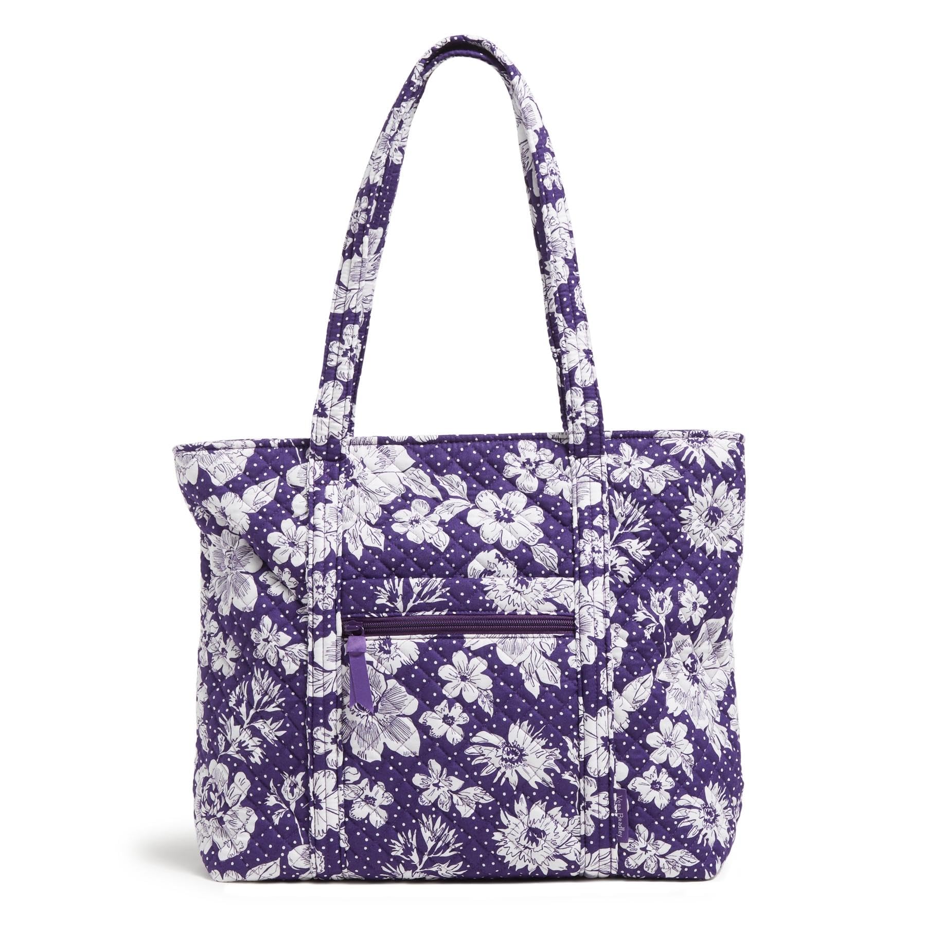 Cotton Collegiate Vera Tote Bag (Multiple Teams Available), Purple/White Rain Garden