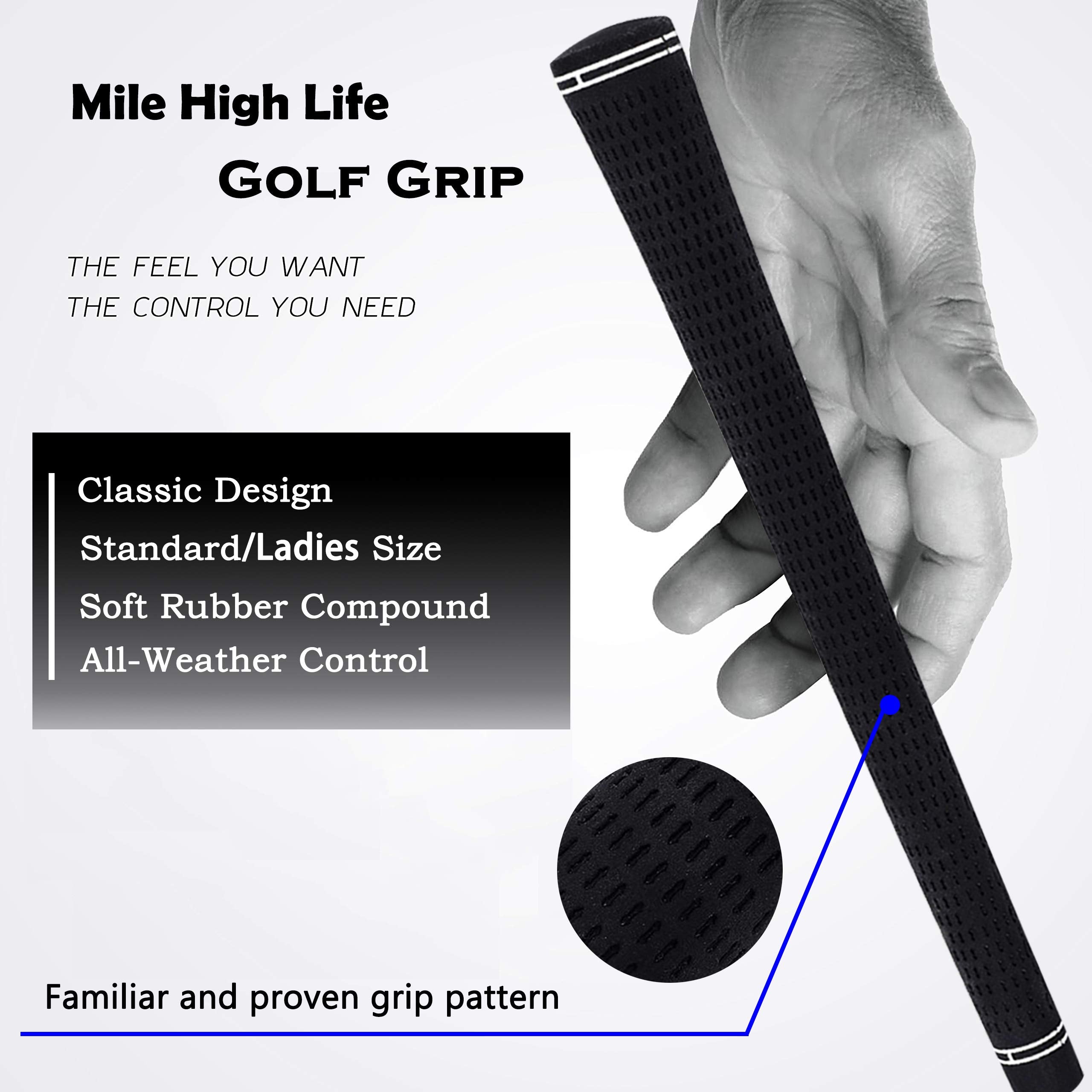 Mile High Life Golf Grips  Standard Golf Club Grips  3 Pack Or 13 Pack Golf Grips Bundle  Entry Level Rubber Golf Grip For Men,