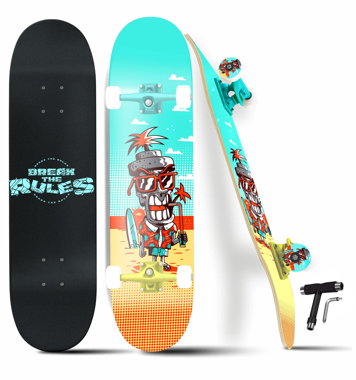 jaspo Pirates Uv Print Skateboard  31X8 Inches, 7Layer Canadian Maple, Fully Assembled For Kids Youth Adults (Stay Wild), Mult