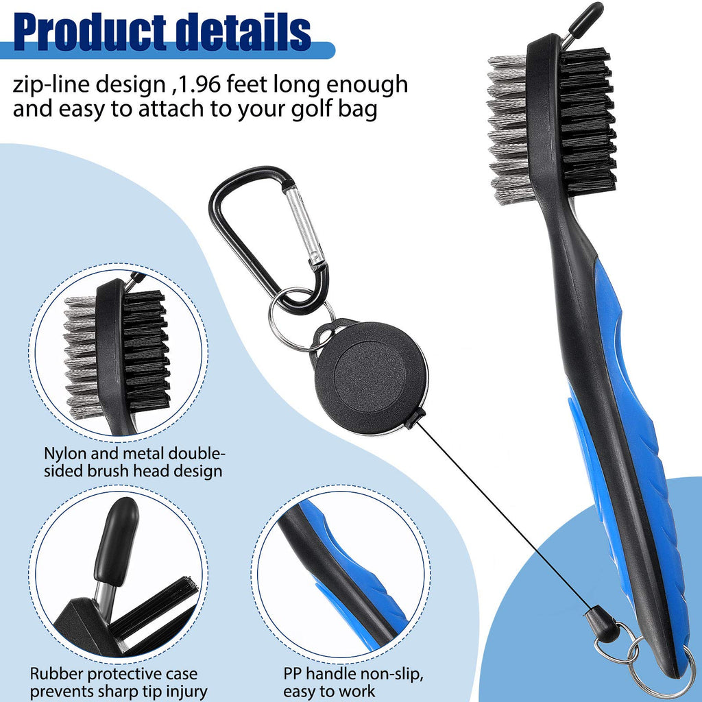 3 Pieces Golf Club Groove Sharpener Retractable Golf Brush And 6-Head Groove Sharpener Re-Grooving Tool And Cleaner For All Golf