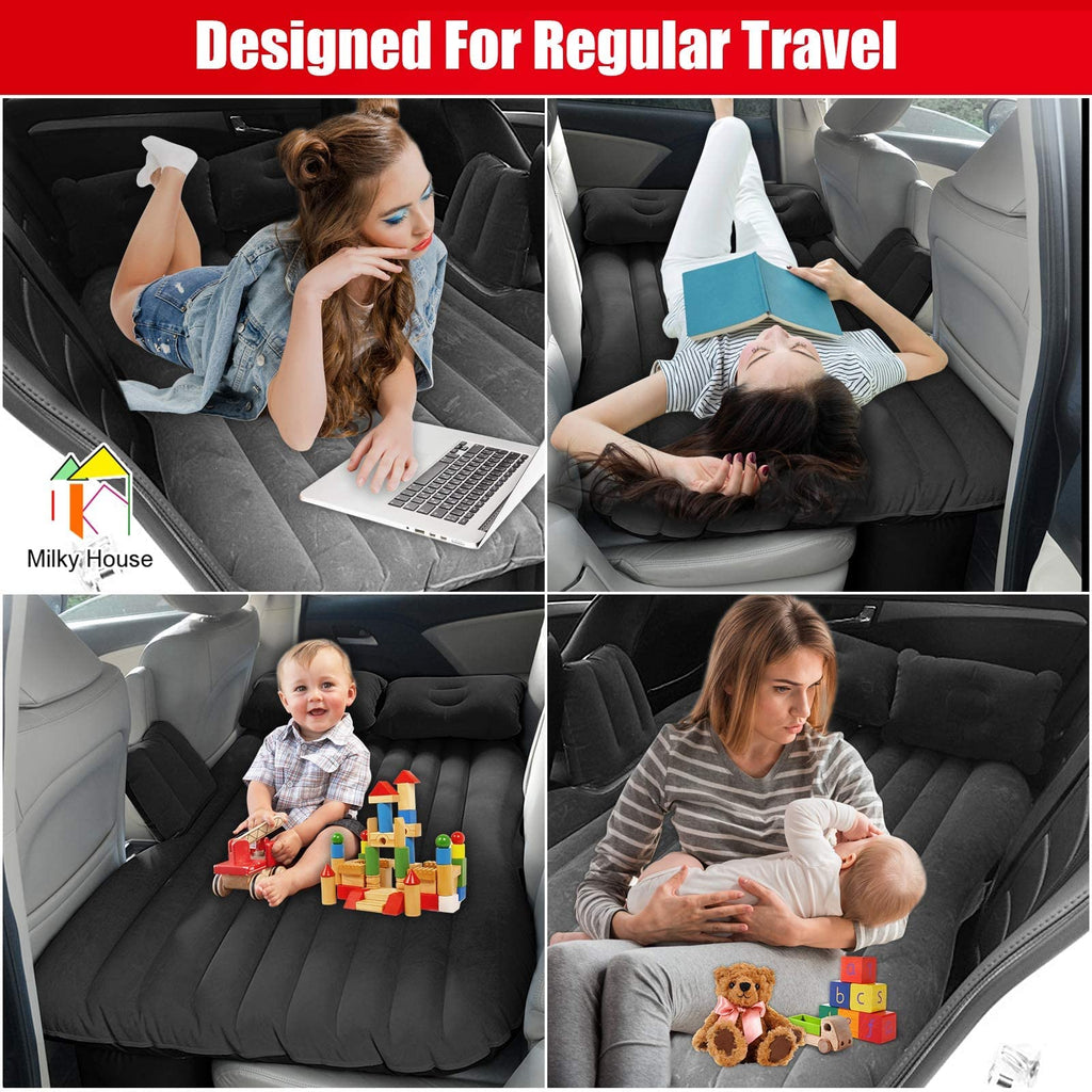 Milky House Car Bed Inflatable Mattress, Inflatable Car Travel Bed Mattress, Car Mattress Back Seat Rv Bed Mattresses For Automo
