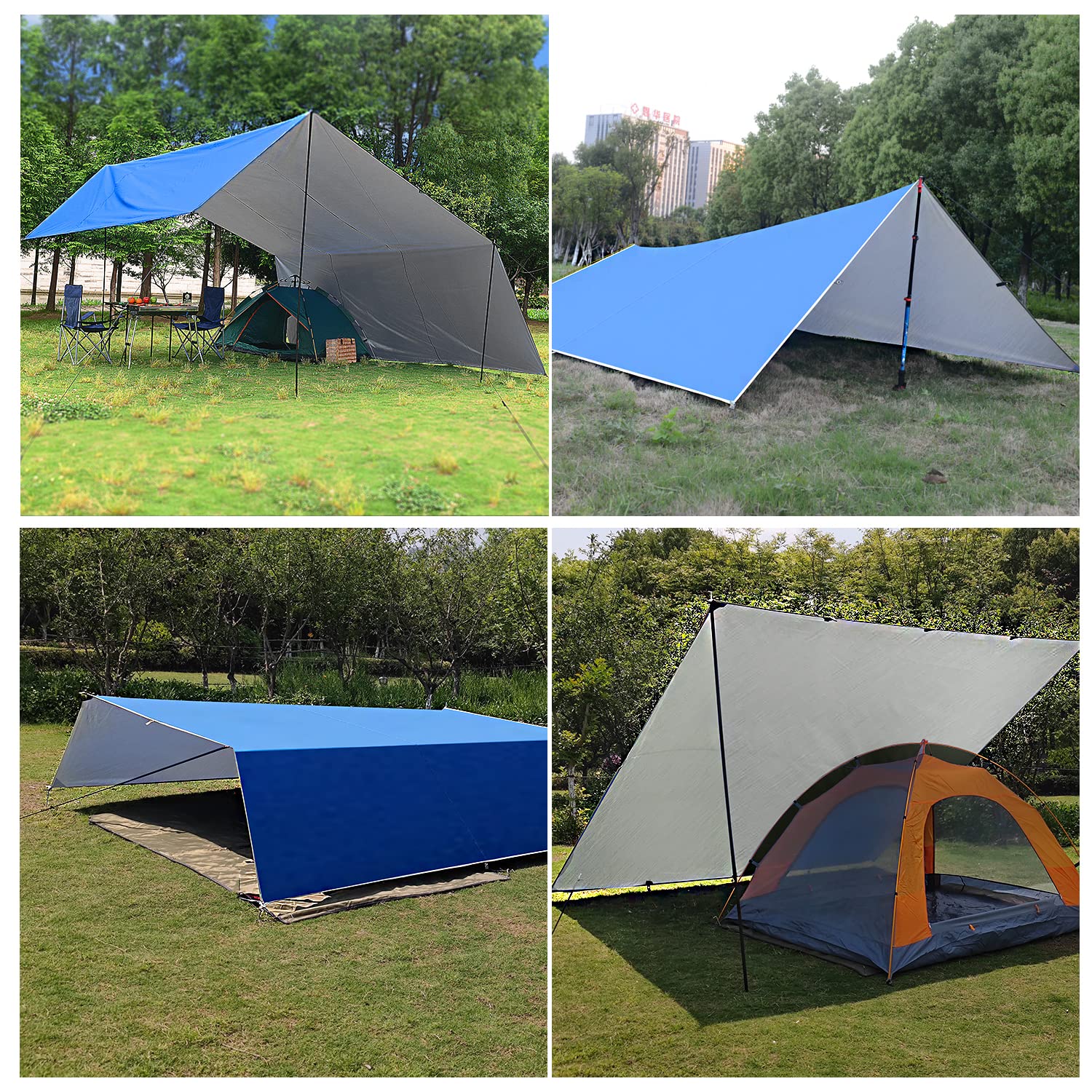 Wind Tour Portable Multifunctional Tent Footprint Traveling Awning Backpacking Tarp Rain Fly Tarp Tent Waterproof Shelter Outdoo