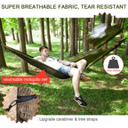 Firiner Camping Hammock With Rain Fly Tarp And Mosquito Net Tent Tree Straps, Portable Single Double Nylon Parachute Hammock Rai