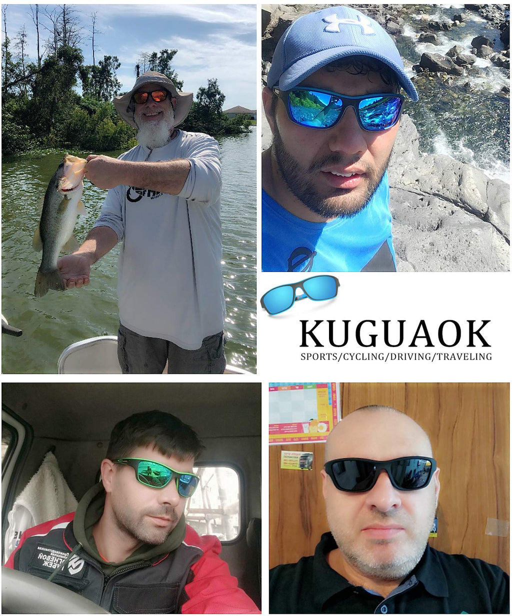 Kuguaok Polarized Sports Sunglasses For Men Driving Cycling Fishing Sun Glasses 100% Uv Protection Goggles